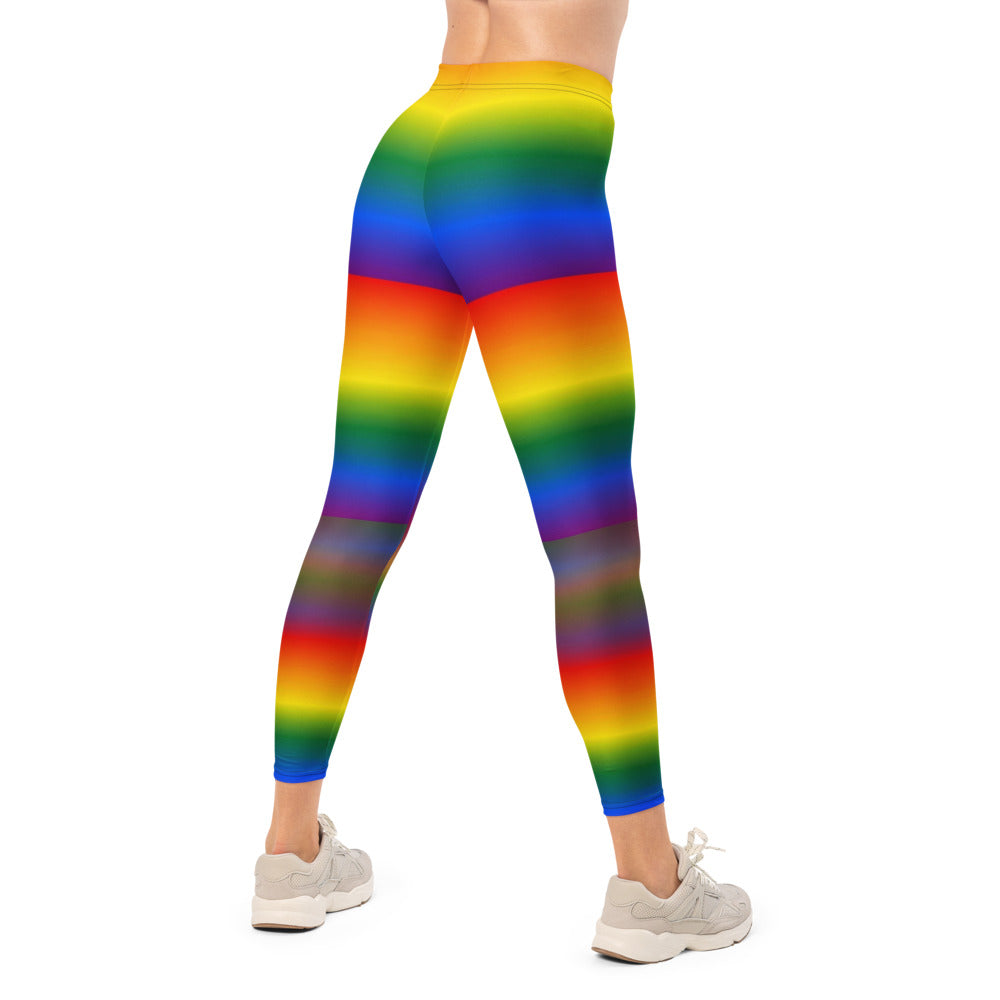 Personalisierte Damen Sportleggings Regenbogen Bunt Gestreift Fitness Leggings Yoga Hose J109