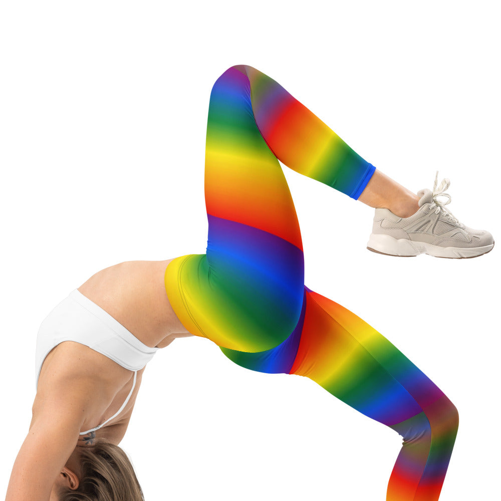 Personalisierte Damen Sportleggings Regenbogen Bunt Gestreift Fitness Leggings Yoga Hose J109