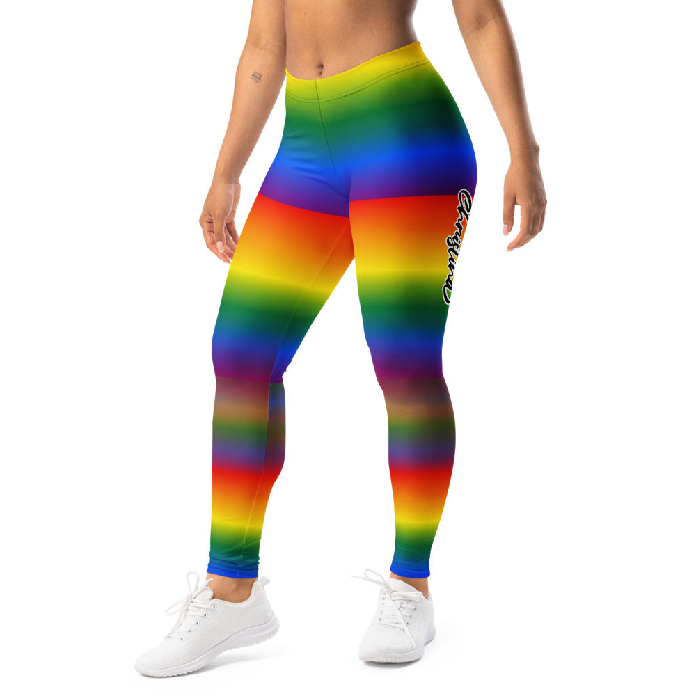 Personalisierte Damen Sportleggings Regenbogen Bunt Gestreift Fitness Leggings Yoga Hose J109
