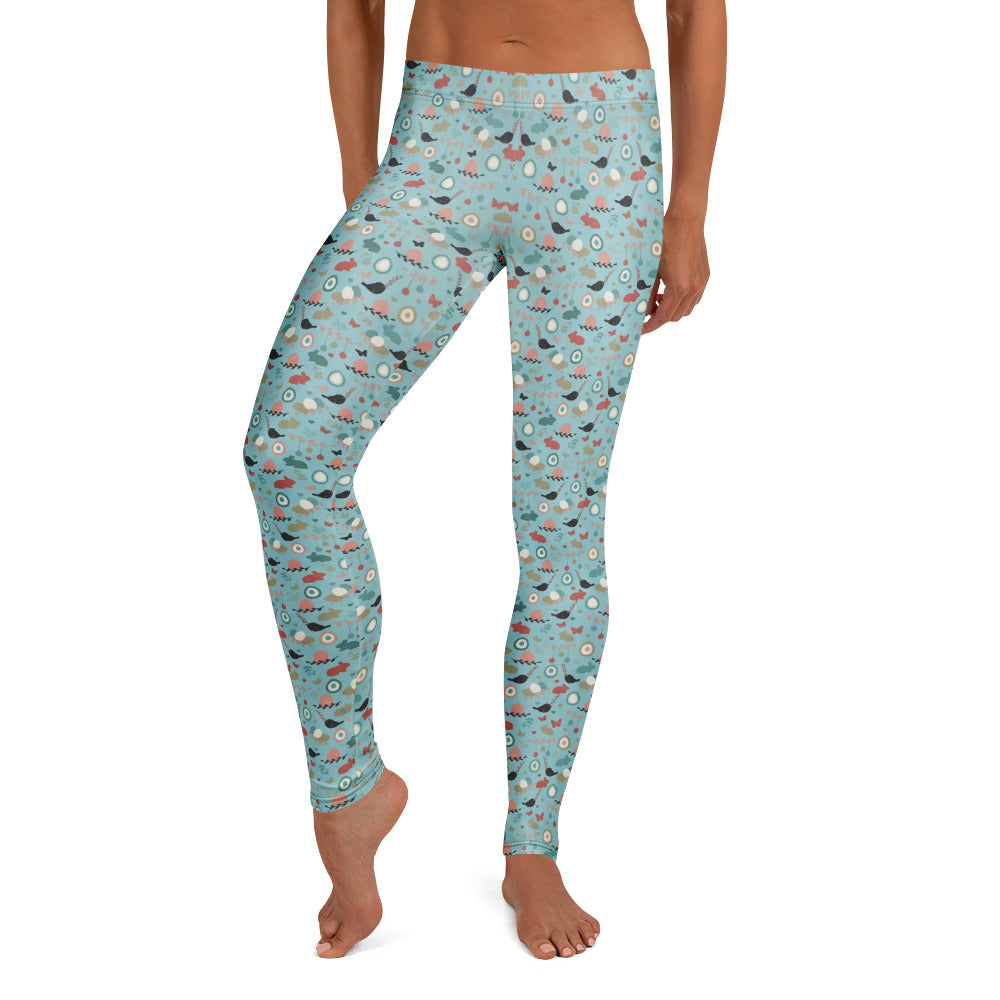 Personalisierte Damen Sportleggings Hellblau Buntes Muster Yoga Leggings Fitnesshose Abstrakt G490
