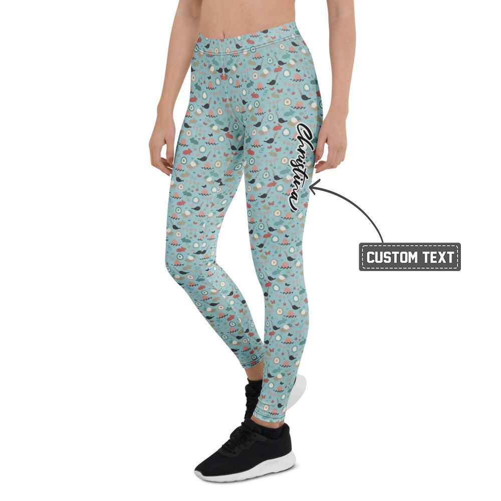 Personalisierte Damen Sportleggings Hellblau Buntes Muster Yoga Leggings Fitnesshose Abstrakt G490 - XL