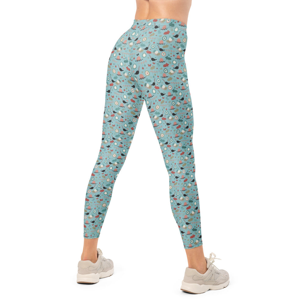 Personalisierte Damen Sportleggings Hellblau Buntes Muster Yoga Leggings Fitnesshose Abstrakt G490