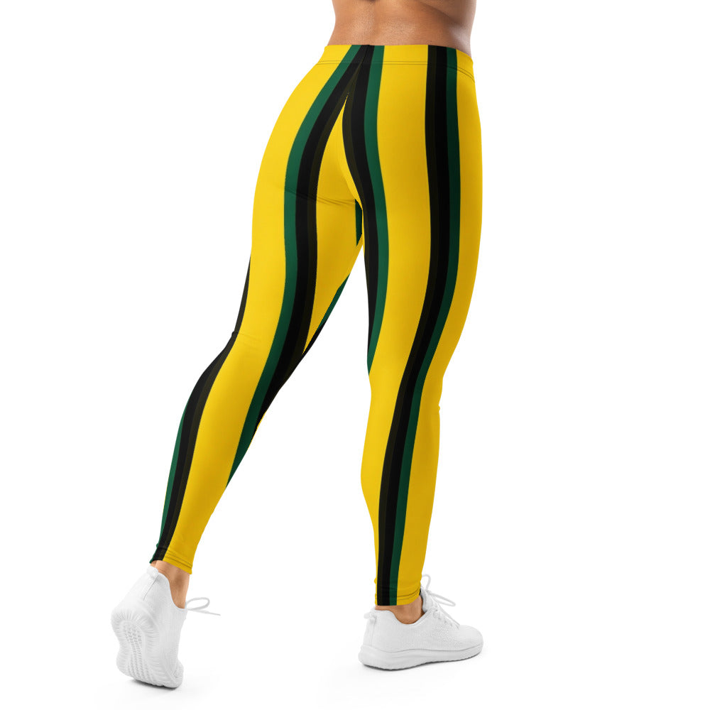 Personalisierte Damen Sportleggings Gelb Grün Schwarz Gestreift Fitness Yoga Hose T970