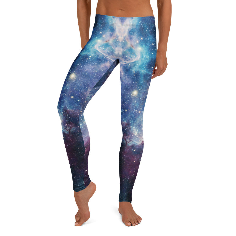 Personalisierte Damen Sportleggings Galaxy Design Blau Lila Fitness Leggings Sternenhimmel Print K918