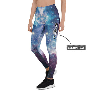 Personalisierte Damen Sportleggings Galaxy Design Blau Lila Fitness Leggings Sternenhimmel Print K918 - XL