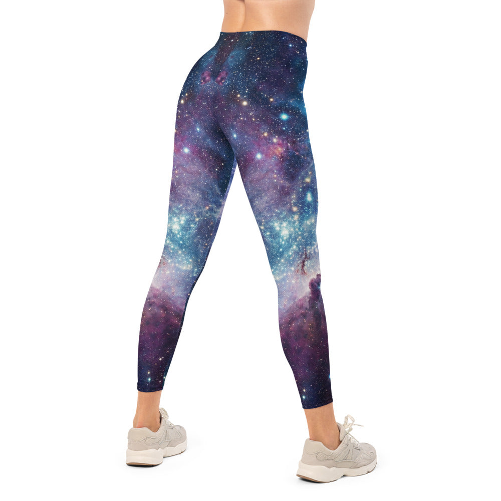 Personalisierte Damen Sportleggings Galaxy Design Blau Lila Fitness Leggings Sternenhimmel Print K918