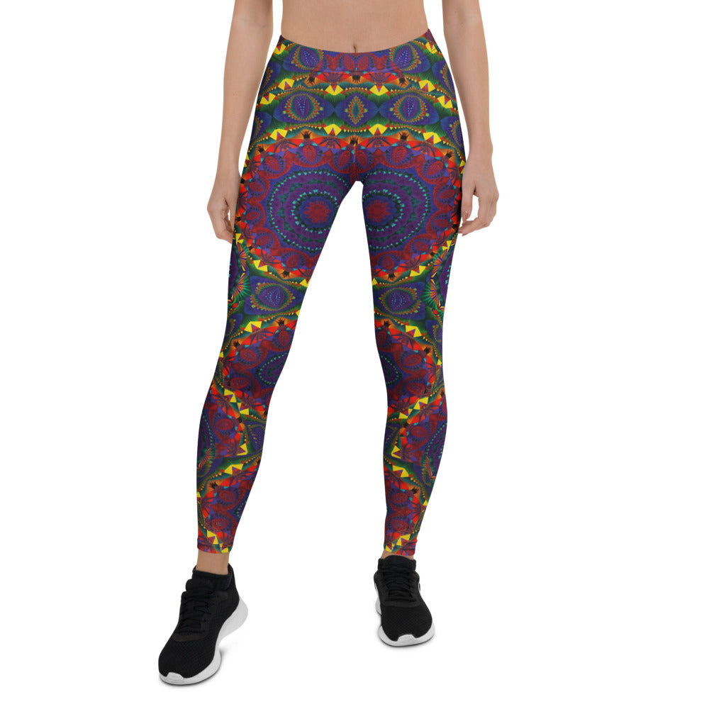 Personalisierte Damen Sportleggings Mandala Muster Bunt Psychedelisch Yoga Fitness Leggings M136
