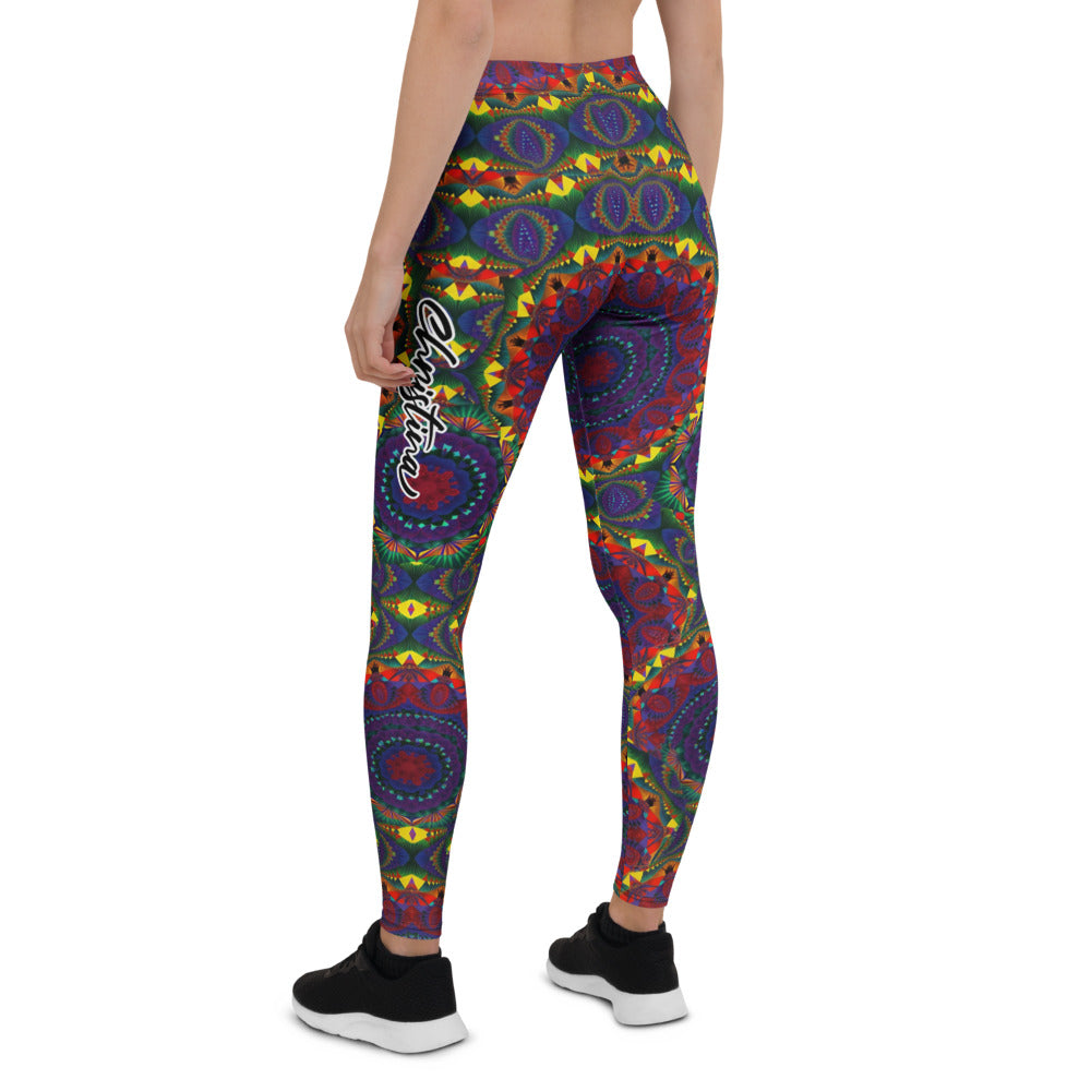 Personalisierte Damen Sportleggings Mandala Muster Bunt Psychedelisch Yoga Fitness Leggings M136