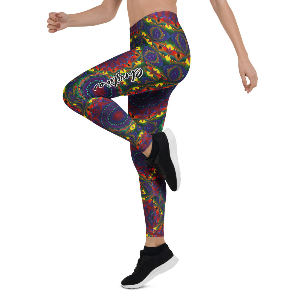 Personalisierte Damen Sportleggings Mandala Muster Bunt Psychedelisch Yoga Fitness Leggings M136