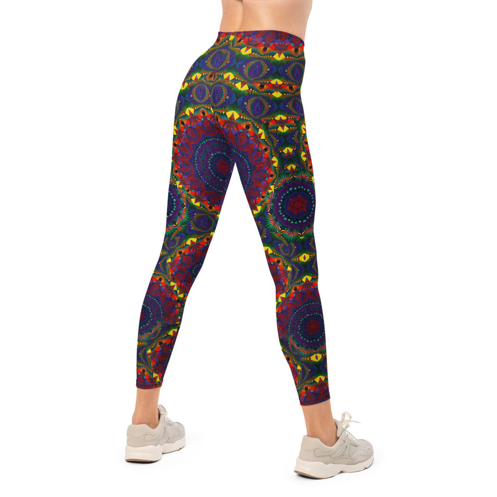 Personalisierte Damen Sportleggings Mandala Muster Bunt Psychedelisch Yoga Fitness Leggings M136