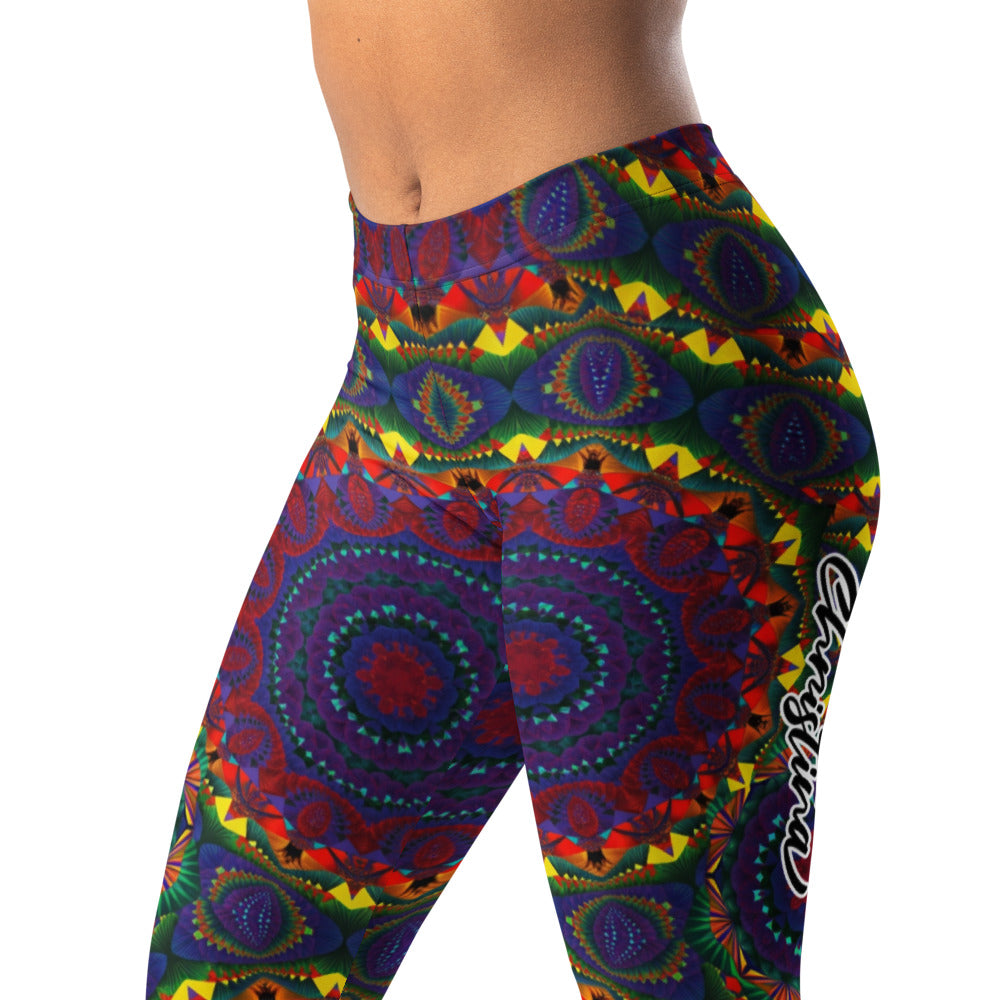 Personalisierte Damen Sportleggings Mandala Muster Bunt Psychedelisch Yoga Fitness Leggings M136