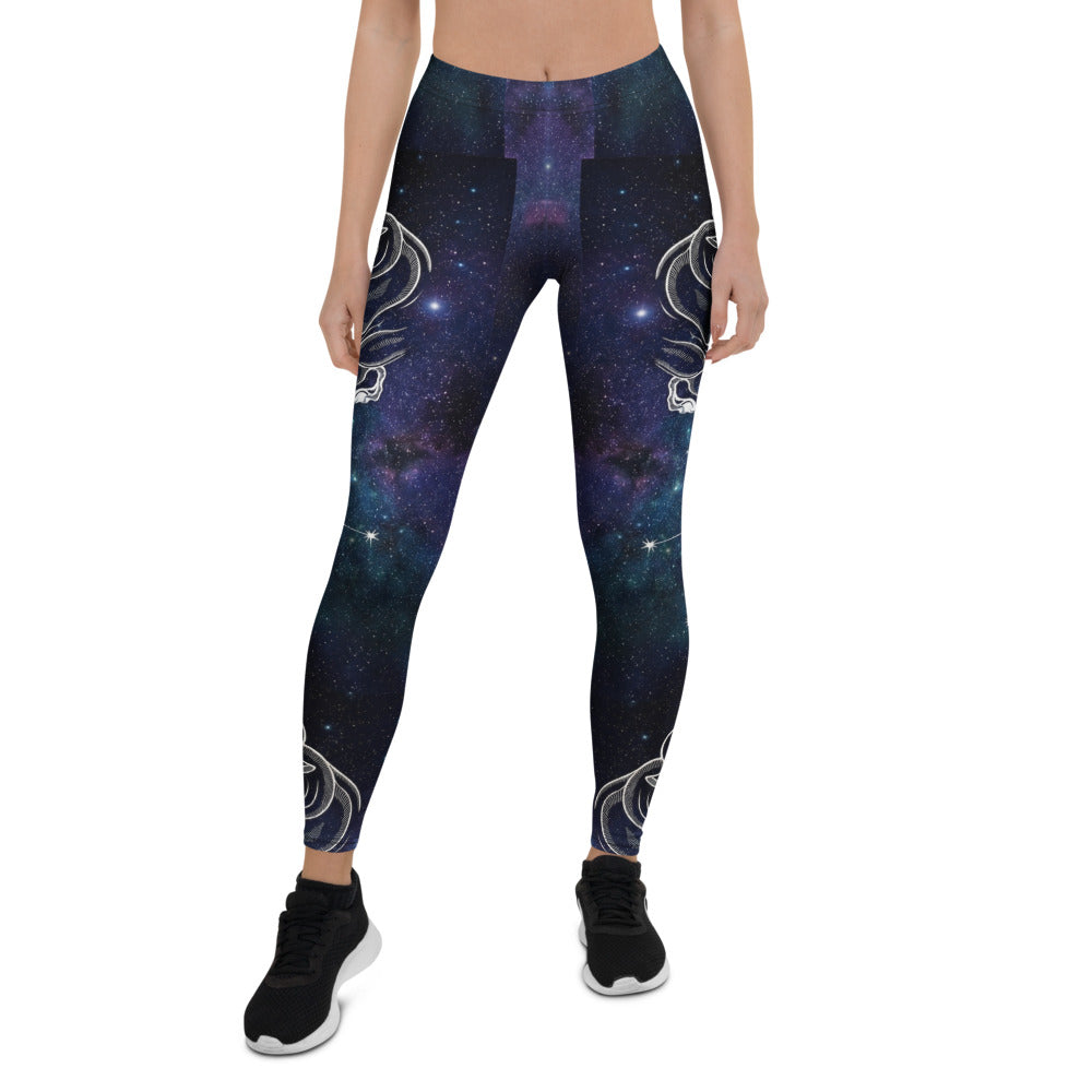 Personalisierte Damen Sportleggings Galaxie Design Sternzeichen Stier Fitness Yoga Leggings Blau Lila A735