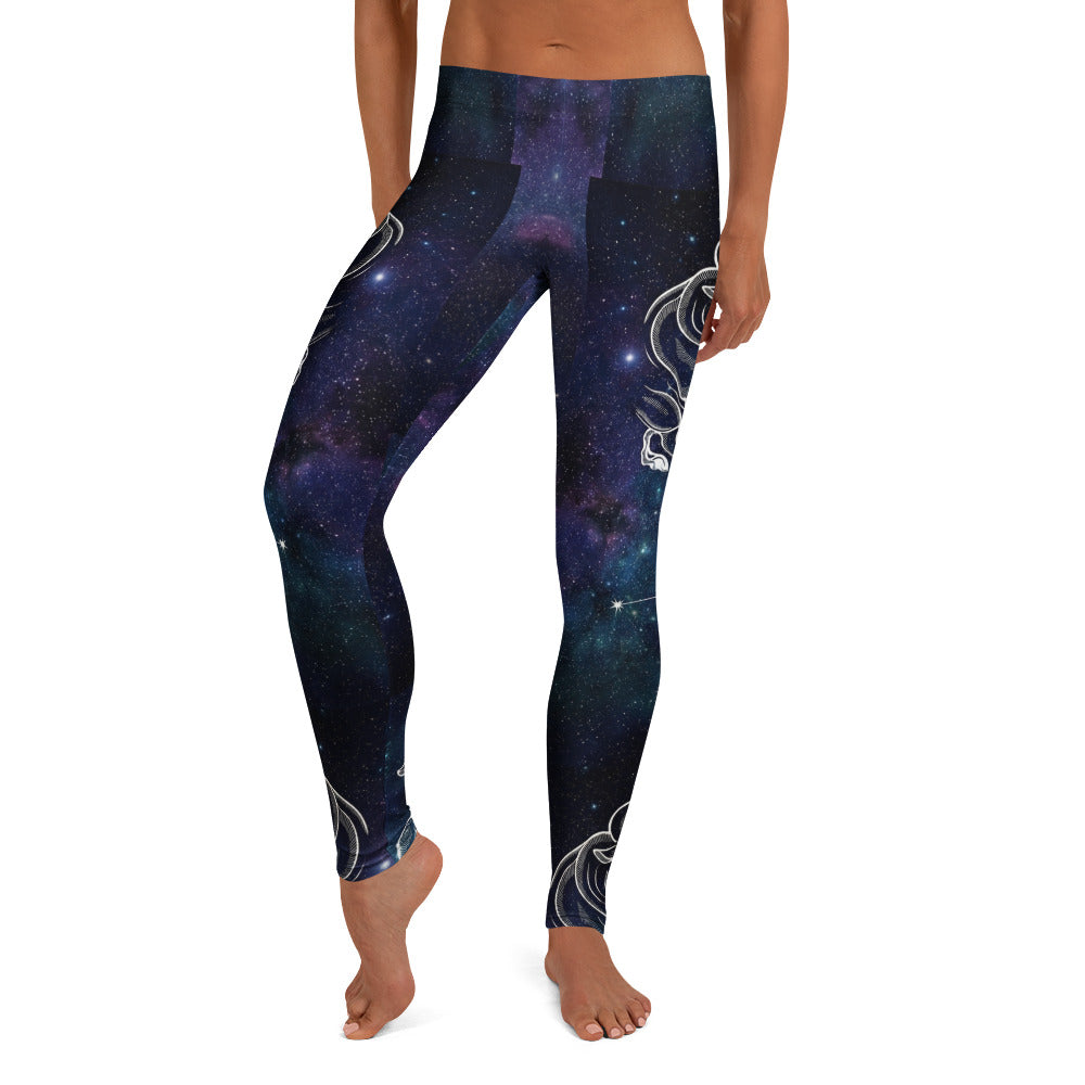 Personalisierte Damen Sportleggings Galaxie Design Sternzeichen Stier Fitness Yoga Leggings Blau Lila A735