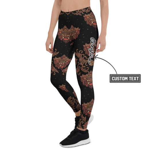 Personalisierte Sportleggings Damen Masken Design Schwarz Rot Fitness Leggings Yoga Hose M084 - XL
