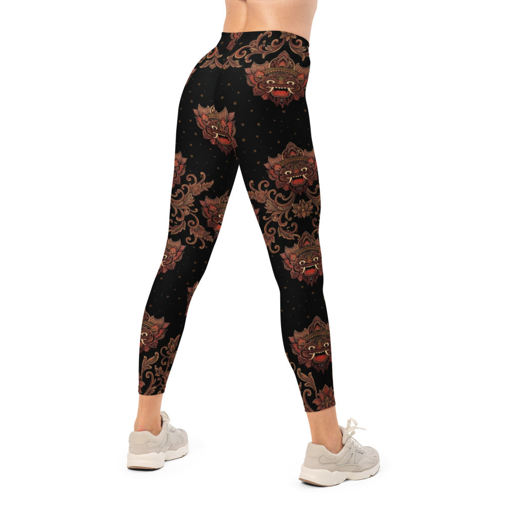 Personalisierte Sportleggings Damen Masken Design Schwarz Rot Fitness Leggings Yoga Hose M084