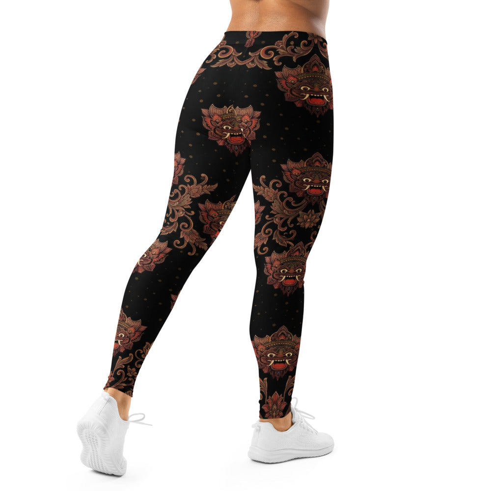 Personalisierte Sportleggings Damen Masken Design Schwarz Rot Fitness Leggings Yoga Hose M084