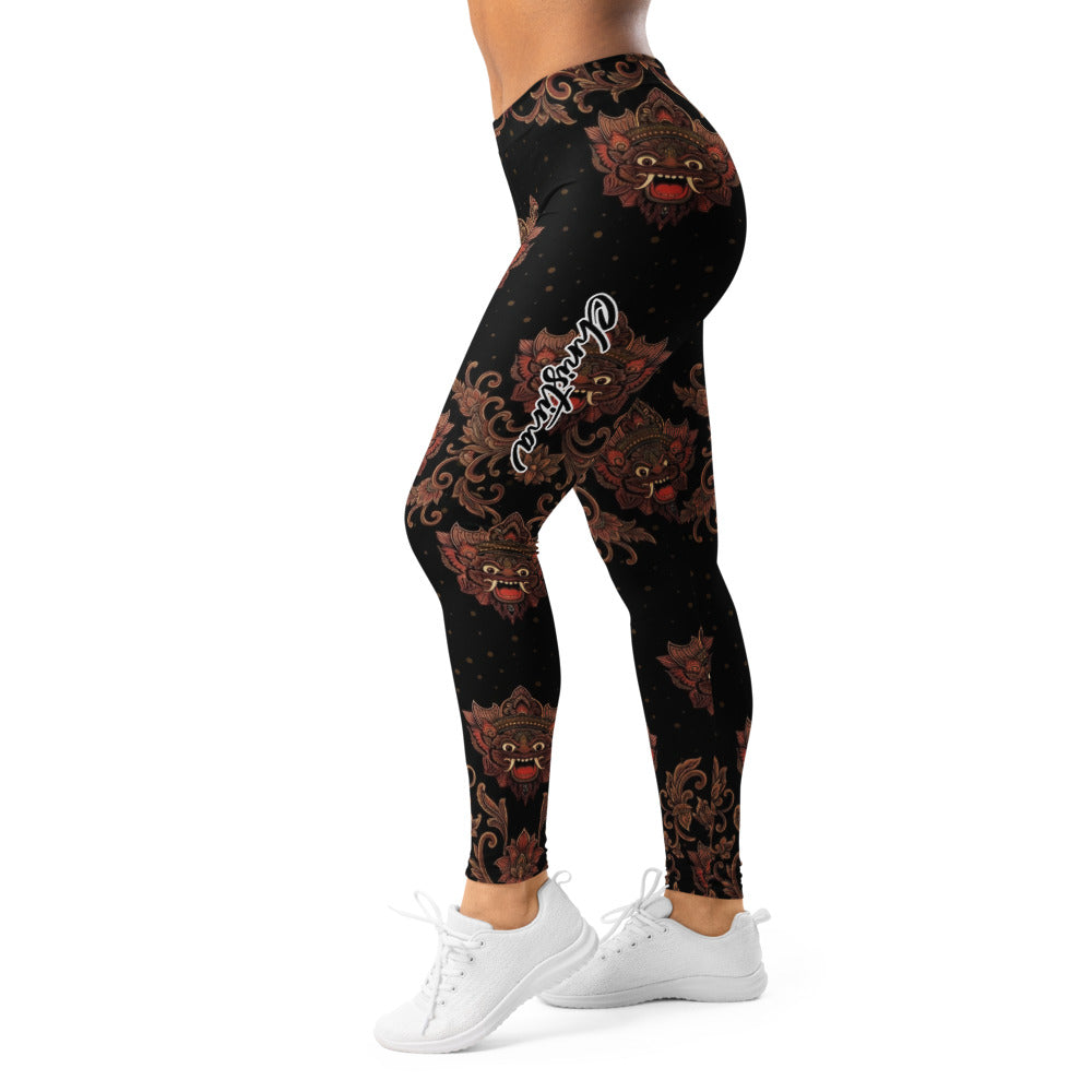 Personalisierte Sportleggings Damen Masken Design Schwarz Rot Fitness Leggings Yoga Hose M084