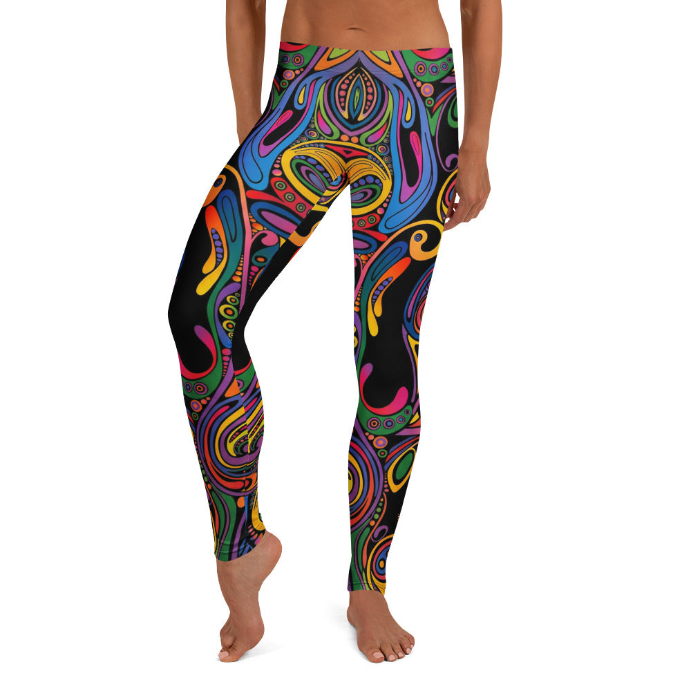 Personalisierte Sportleggings Damen Abstraktes Muster Bunt Psychedelisch Fitness Yoga Leggings D244