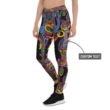 Personalisierte Sportleggings Damen Abstraktes Muster Bunt Psychedelisch Fitness Yoga Leggings D244 - XL