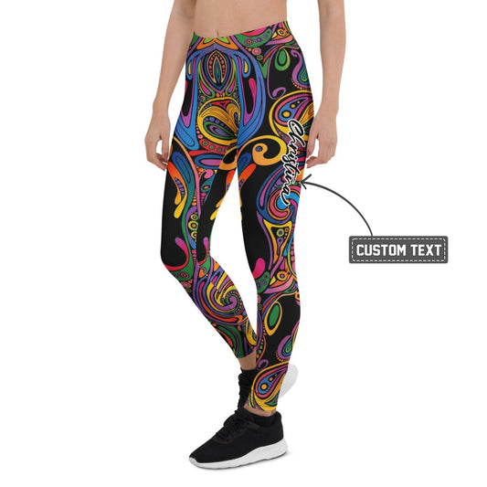Personalisierte Sportleggings Damen Abstraktes Muster Bunt Psychedelisch Fitness Yoga Leggings D244 - XL