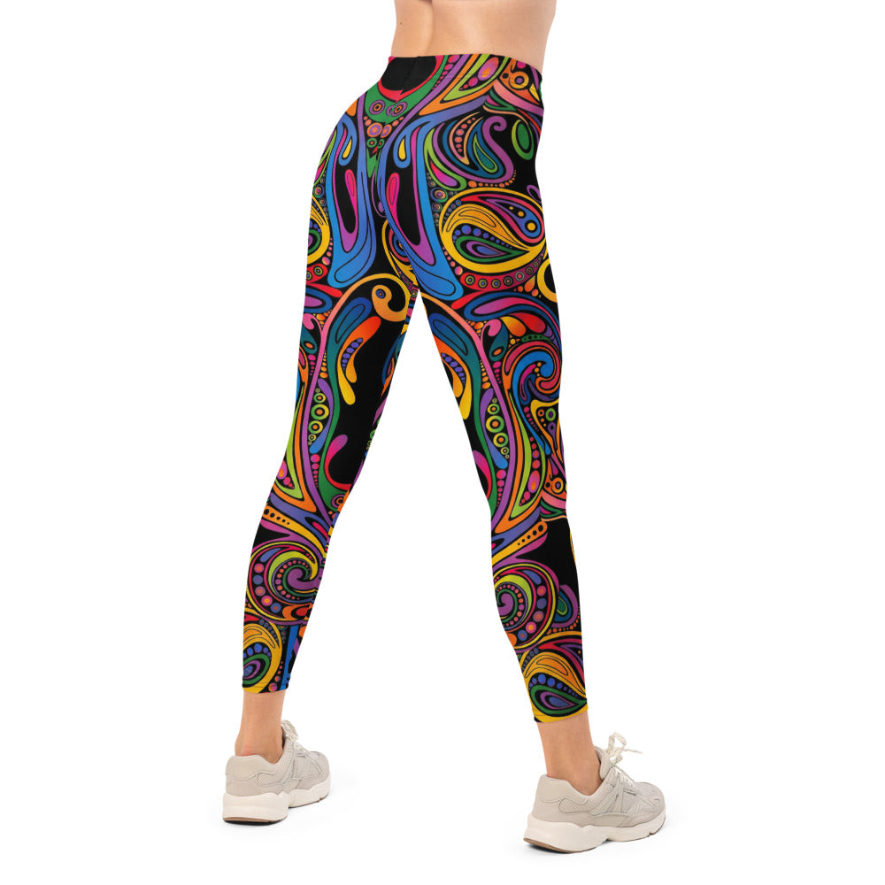 Personalisierte Sportleggings Damen Abstraktes Muster Bunt Psychedelisch Fitness Yoga Leggings D244