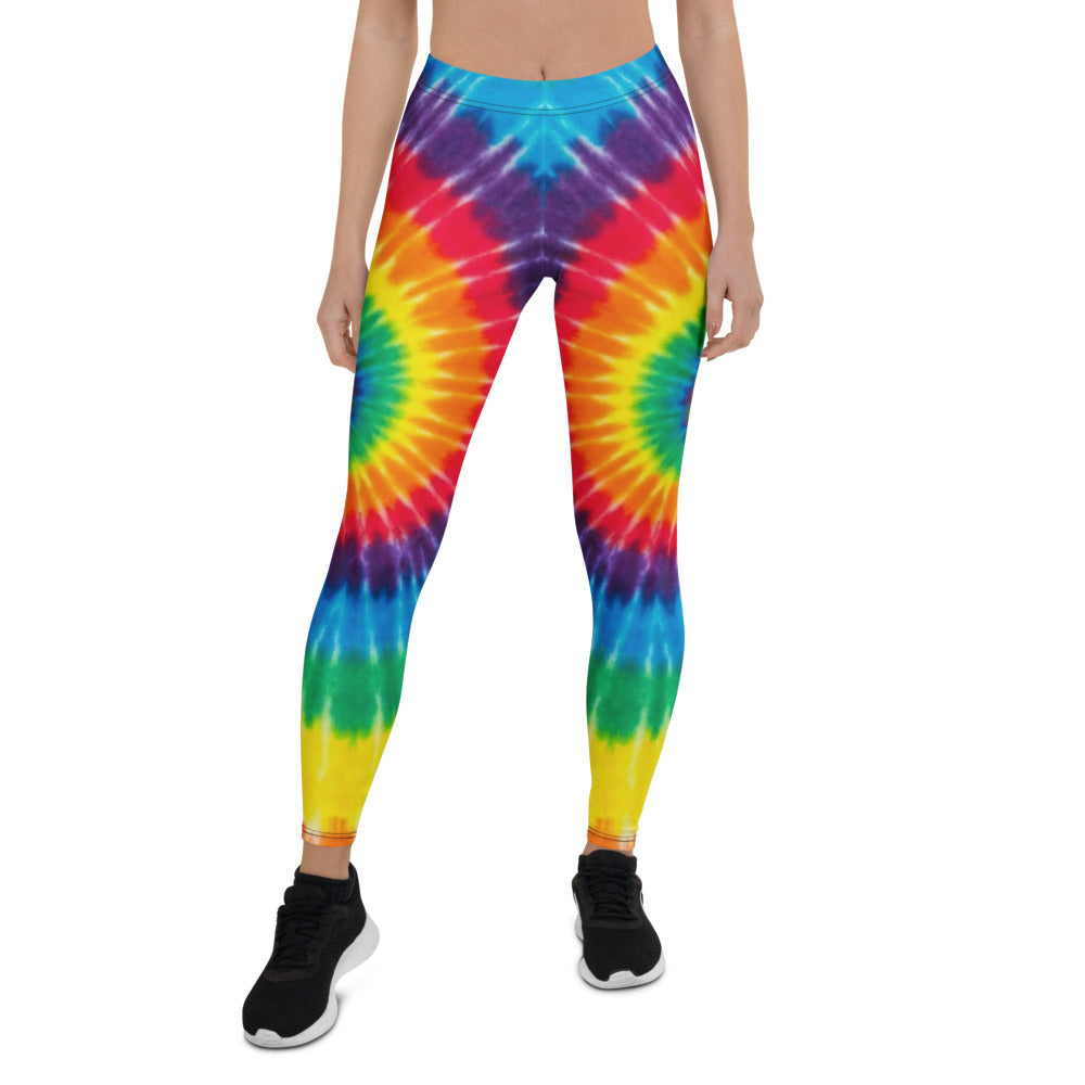 Personalisierte Damen Sportleggings Tie-Dye Regenbogen Design Bunt Fitness Yoga Leggings U293