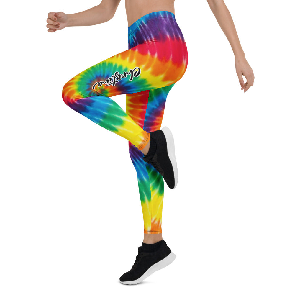 Personalisierte Damen Sportleggings Tie-Dye Regenbogen Design Bunt Fitness Yoga Leggings U293