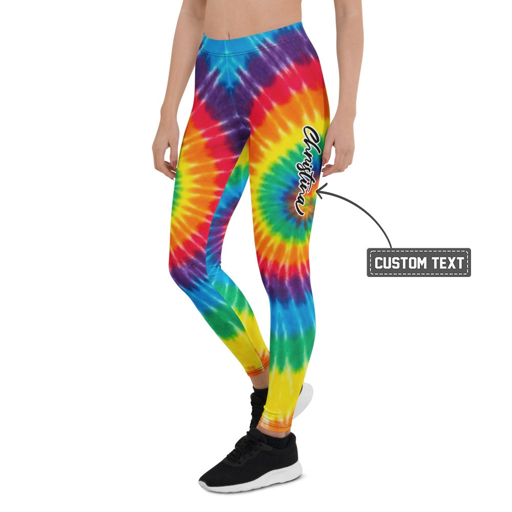 Personalisierte Damen Sportleggings Tie-Dye Regenbogen Design Bunt Fitness Yoga Leggings U293 - XL