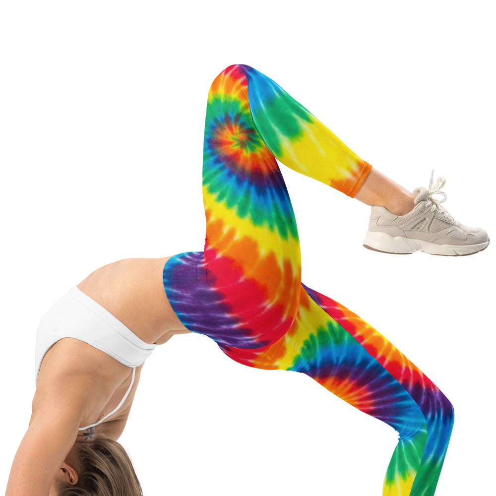 Personalisierte Damen Sportleggings Tie-Dye Regenbogen Design Bunt Fitness Yoga Leggings U293