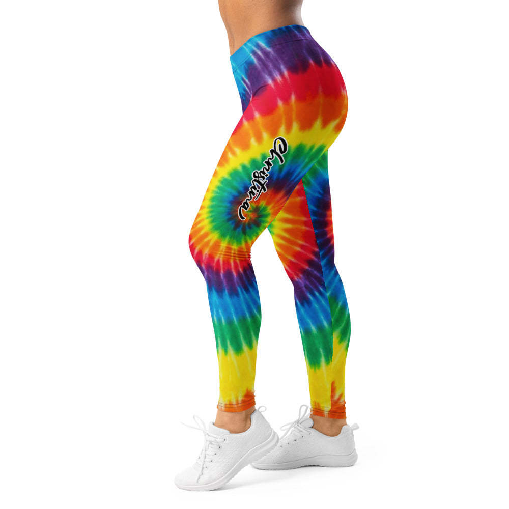 Personalisierte Damen Sportleggings Tie-Dye Regenbogen Design Bunt Fitness Yoga Leggings U293