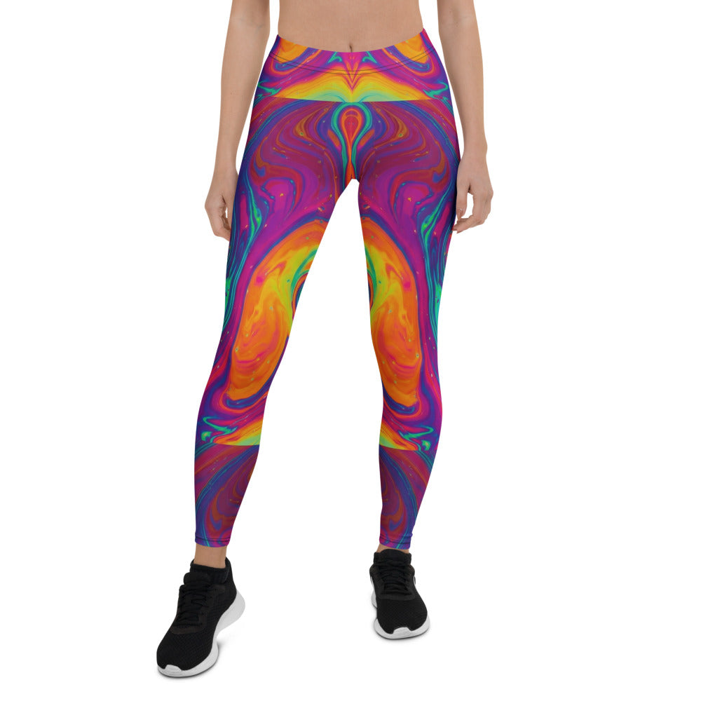 Personalisierte Sportleggings Damen Psychedelisches Muster Bunt Fitness Leggings Abstrakt Yoga Hose X838
