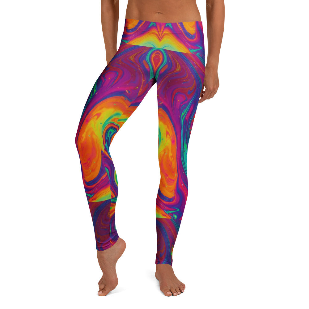 Personalisierte Sportleggings Damen Psychedelisches Muster Bunt Fitness Leggings Abstrakt Yoga Hose X838