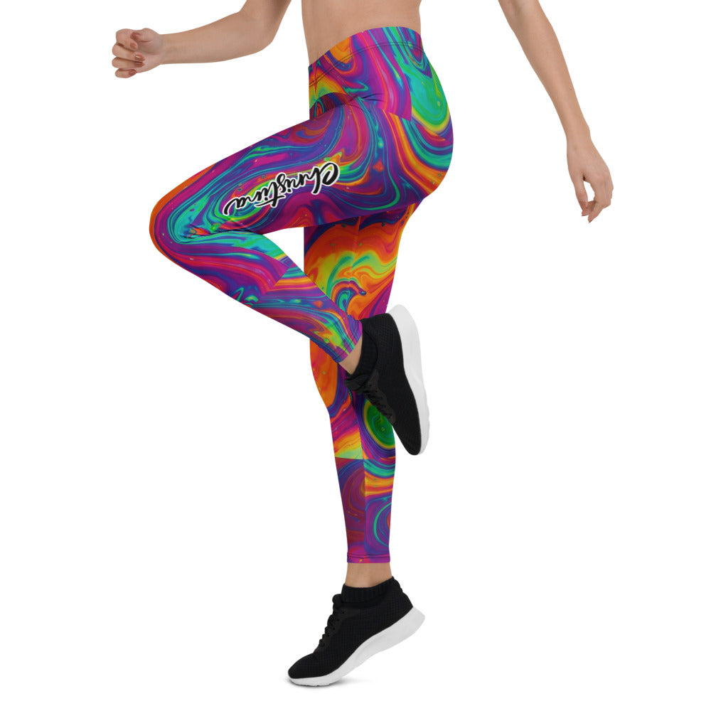 Personalisierte Sportleggings Damen Psychedelisches Muster Bunt Fitness Leggings Abstrakt Yoga Hose X838