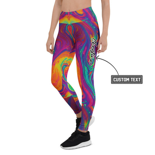 Personalisierte Sportleggings Damen Psychedelisches Muster Bunt Fitness Leggings Abstrakt Yoga Hose X838 - XL