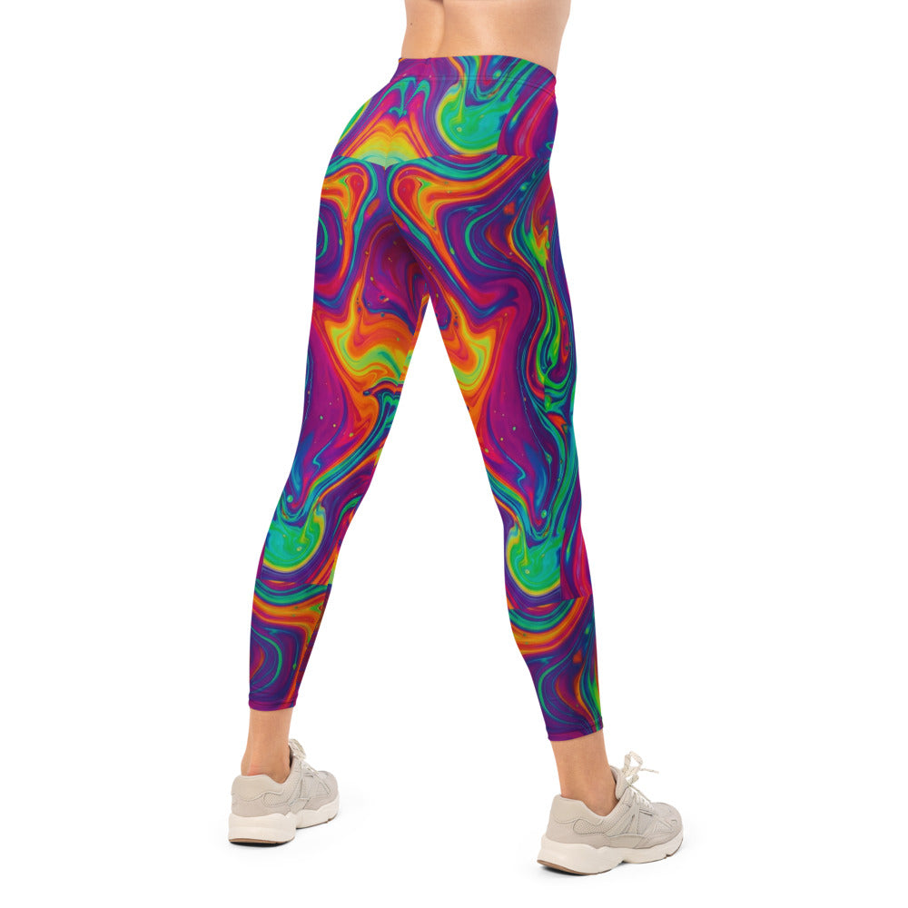 Personalisierte Sportleggings Damen Psychedelisches Muster Bunt Fitness Leggings Abstrakt Yoga Hose X838