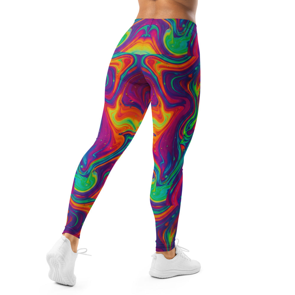 Personalisierte Sportleggings Damen Psychedelisches Muster Bunt Fitness Leggings Abstrakt Yoga Hose X838