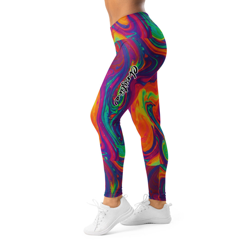 Personalisierte Sportleggings Damen Psychedelisches Muster Bunt Fitness Leggings Abstrakt Yoga Hose X838