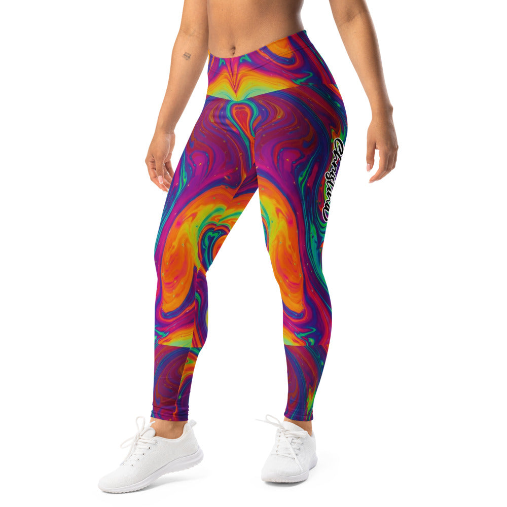Personalisierte Sportleggings Damen Psychedelisches Muster Bunt Fitness Leggings Abstrakt Yoga Hose X838