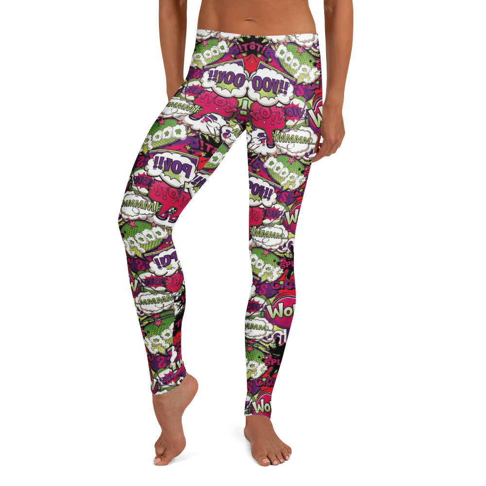 Personalisierte Damen Sportleggings Comic Design Pop Art Bunt Fitness Leggings Yoga Hose Gemustert E715