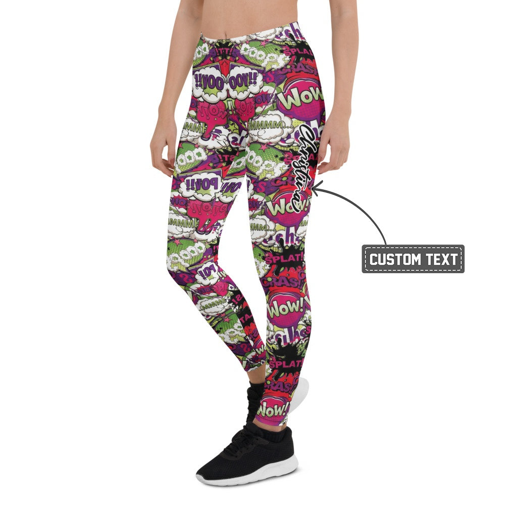 Personalisierte Damen Sportleggings Comic Design Pop Art Bunt Fitness Leggings Yoga Hose Gemustert E715 - XL
