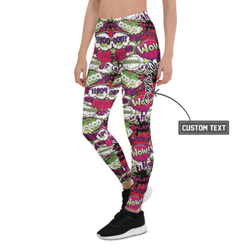 Personalisierte Damen Sportleggings Comic Design Pop Art Bunt Fitness Leggings Yoga Hose Gemustert E715 - XL
