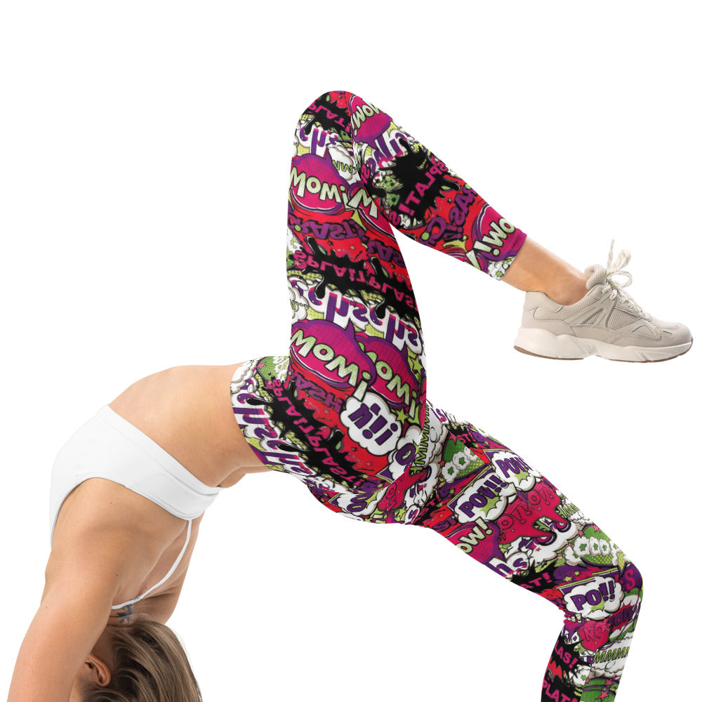 Personalisierte Damen Sportleggings Comic Design Pop Art Bunt Fitness Leggings Yoga Hose Gemustert E715