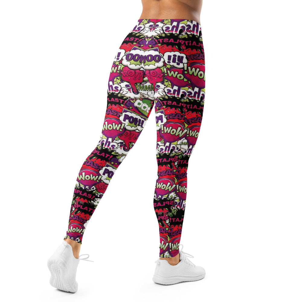Personalisierte Damen Sportleggings Comic Design Pop Art Bunt Fitness Leggings Yoga Hose Gemustert E715