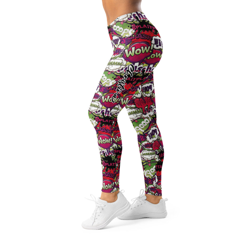 Personalisierte Damen Sportleggings Comic Design Pop Art Bunt Fitness Leggings Yoga Hose Gemustert E715