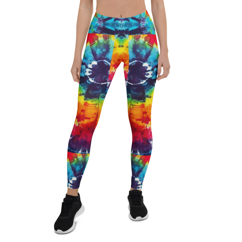 Personalisierte Damen Sportleggings Tie-Dye Muster Bunt Regenbogen Fitness Yoga Leggings T567