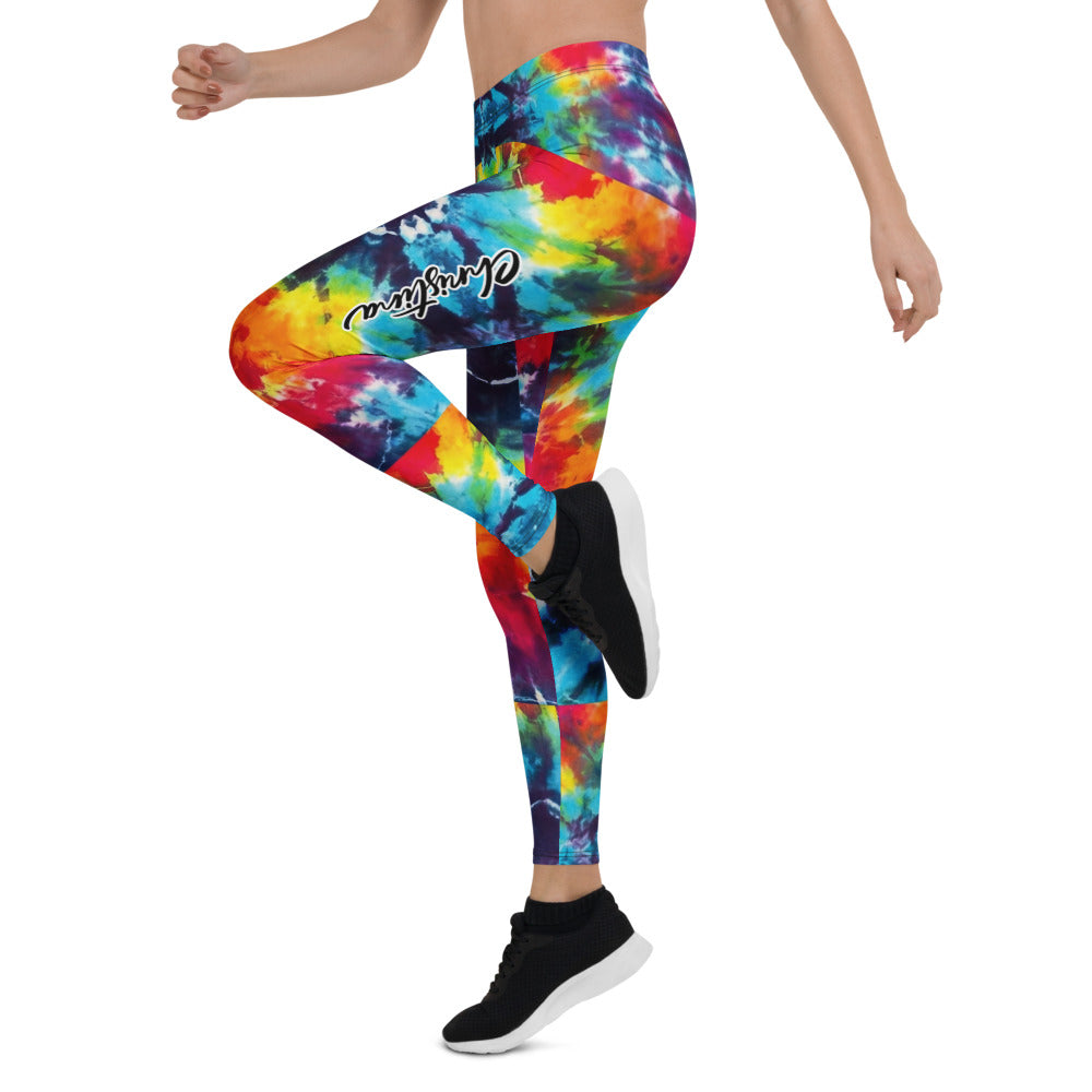 Personalisierte Damen Sportleggings Tie-Dye Muster Bunt Regenbogen Fitness Yoga Leggings T567