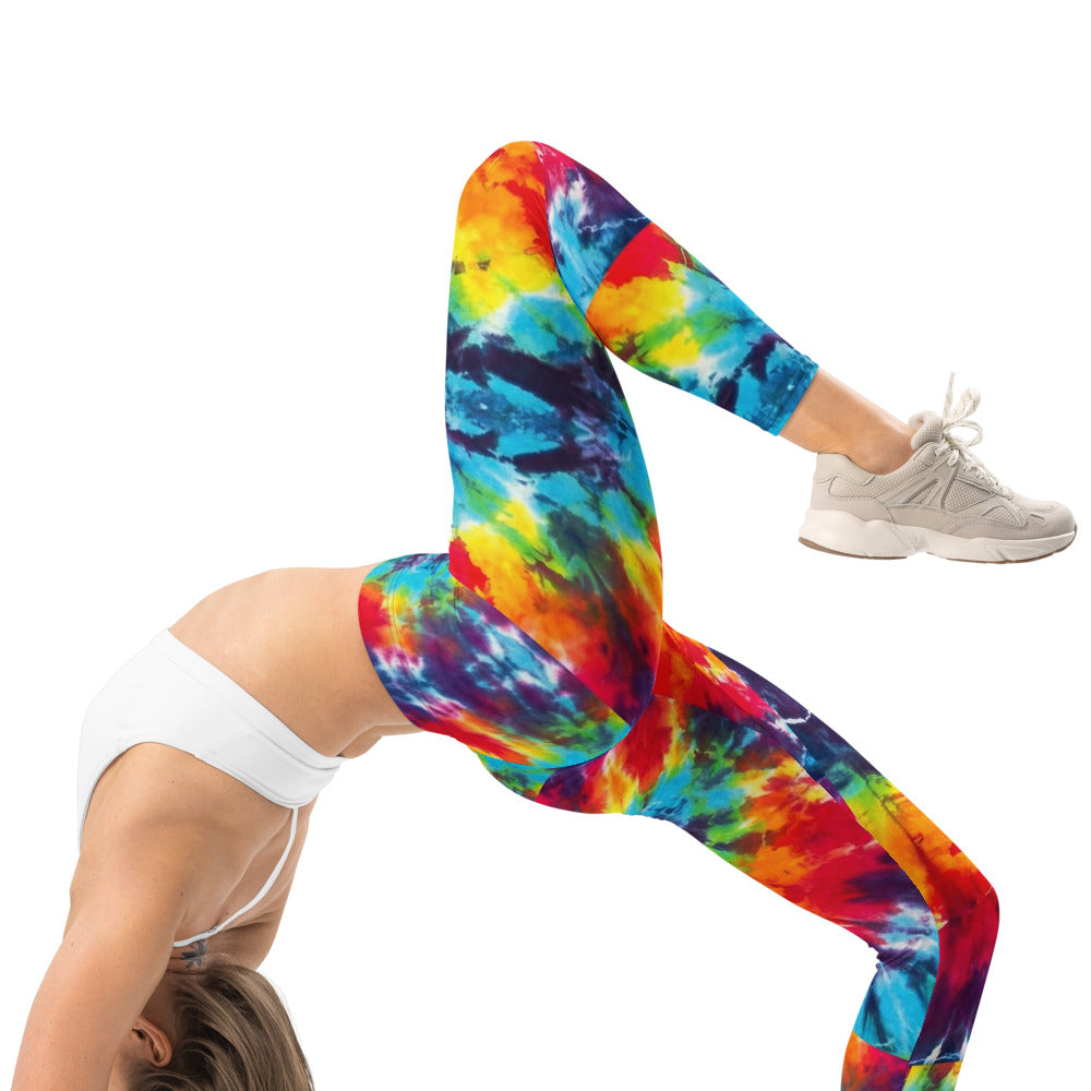 Personalisierte Damen Sportleggings Tie-Dye Muster Bunt Regenbogen Fitness Yoga Leggings T567