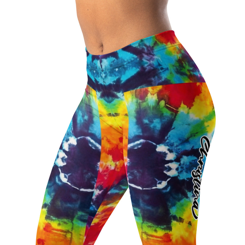 Personalisierte Damen Sportleggings Tie-Dye Muster Bunt Regenbogen Fitness Yoga Leggings T567