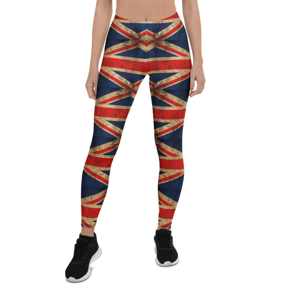 Personalisierte Damen Sportleggings Union Jack Design Großbritannien Flagge Vintage Fitness Leggings L865