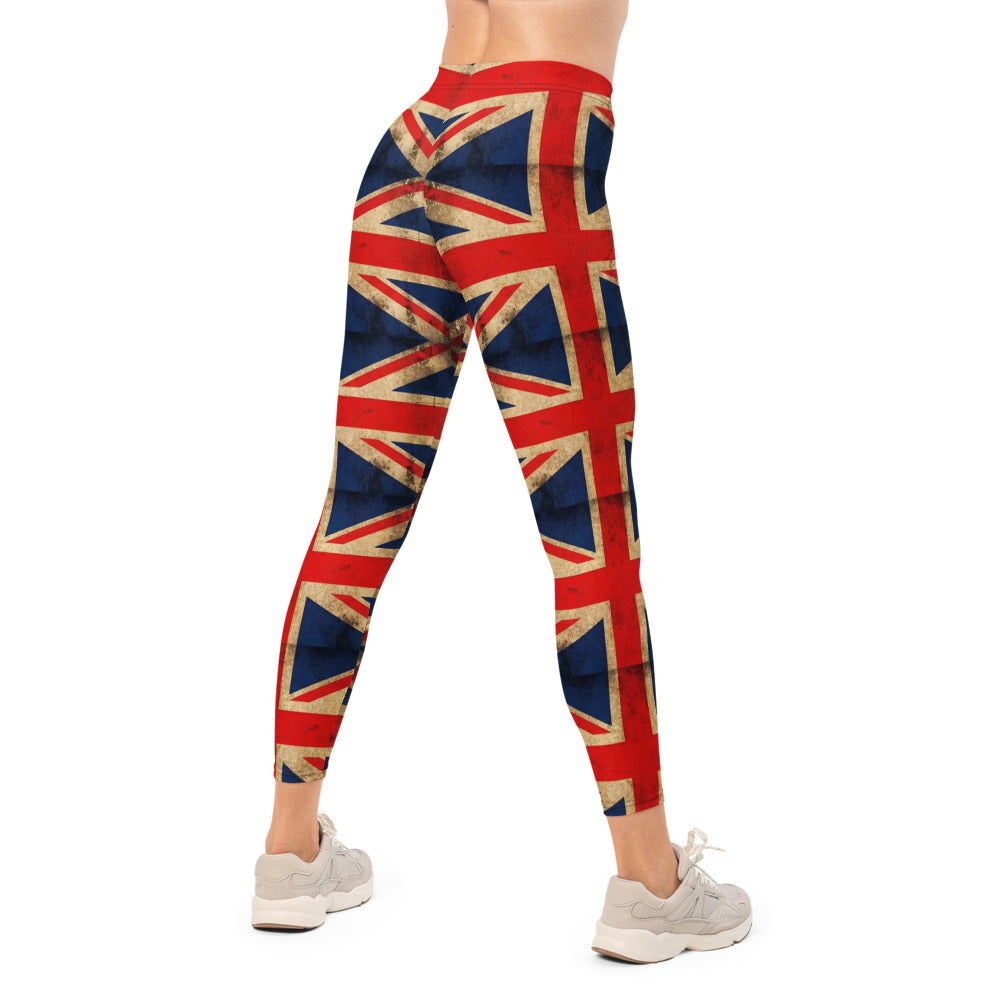 Personalisierte Damen Sportleggings Union Jack Design Großbritannien Flagge Vintage Fitness Leggings L865